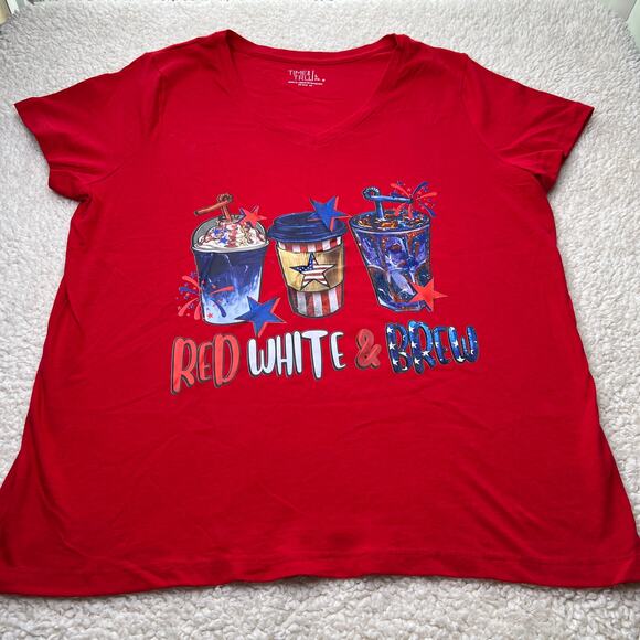 4th of July Red, White and Brew Americana Red Tee Large 12/14 - Picture 2 of 6